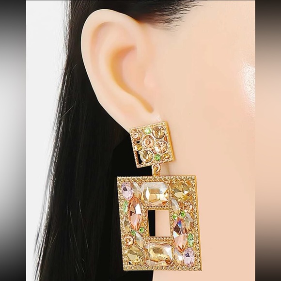 DOLCE EMBELLISHED RHINESTONE EARRINGS - Picture 5 of 5